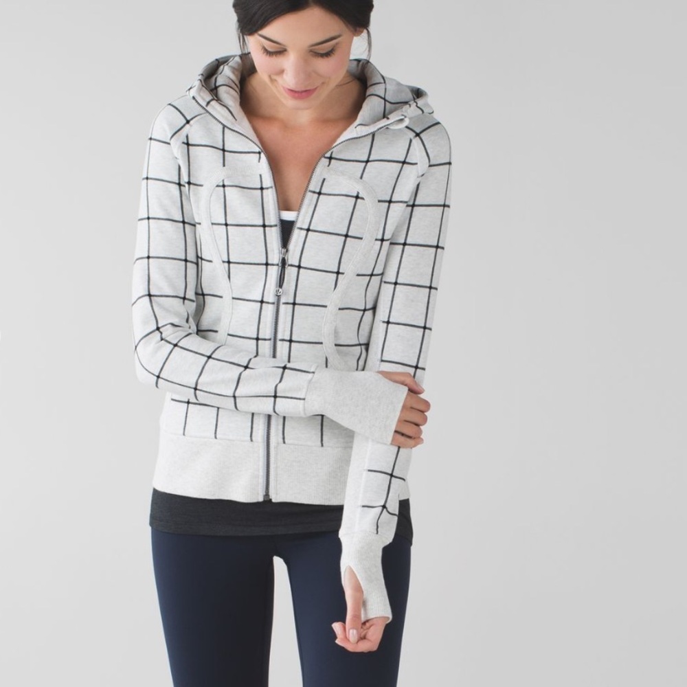 Lululemon Scuba Hoodie II Estate Sales Grid Heathered White Black 4